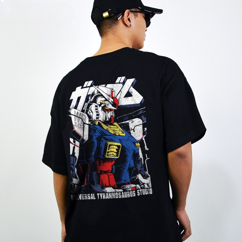 Streetwear Brand Model - 건담 그래픽 T 셔츠 남자 여름